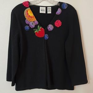 Emma Tricot Fruit Embroidered Cardigan